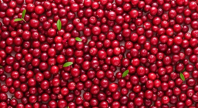 Vibrant Cranberries in Abundance A Lush Background of Fresh Red Berries and Green Foliage