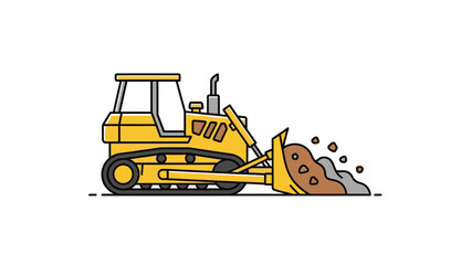 Yellow Bulldozer Excavating Dirt and Soil. © Sof Yan
