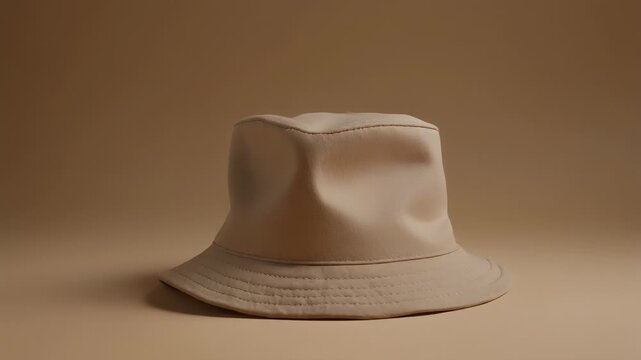 A cream-colored bucket hat, a stylish and versatile accessory for any casual outfit, is showcased against a neutral background