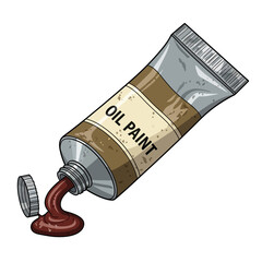 Oil Paint Tube with Brown Color Squeezed Out