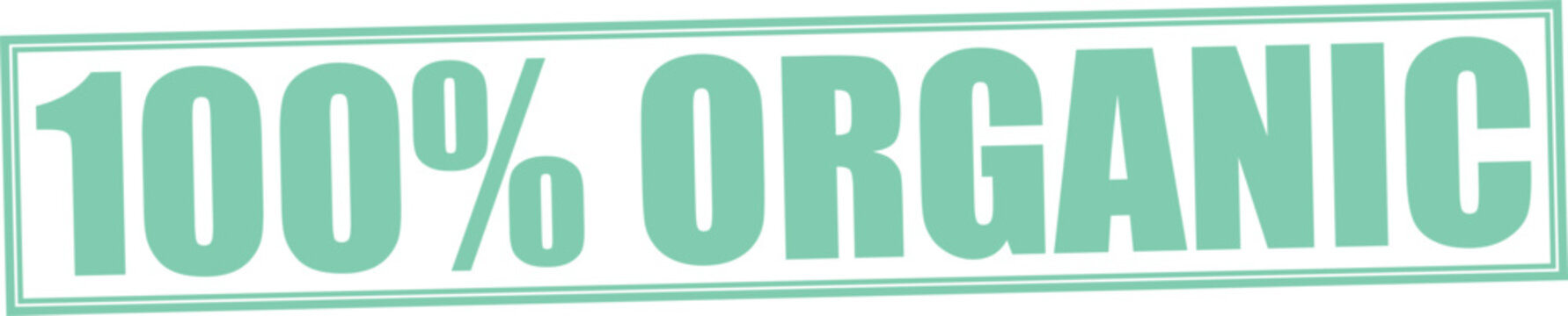 Green 100 percent organic text label with double border