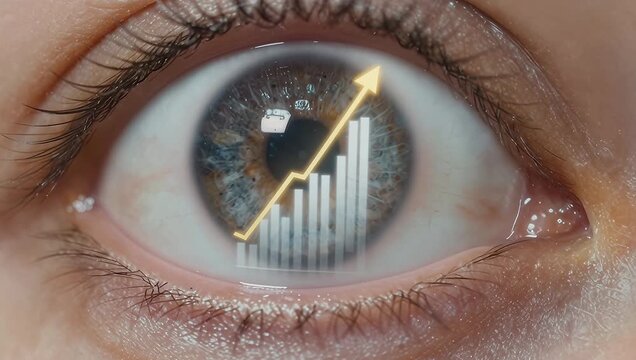 Eye with Growth Chart Symbolizing Vision for Success and Progress