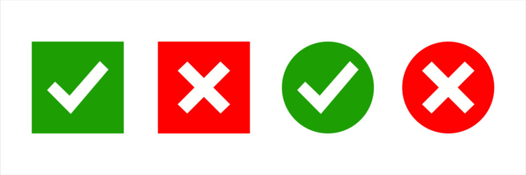 Universal checkmark and cross symbols representing affirmation and negation