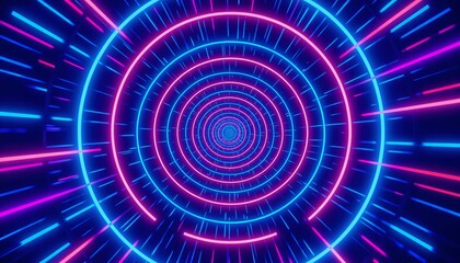 Fototapeta premium Neon Light Tunnel Abstract Perspective