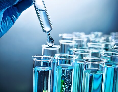 chemical examination water sample in test tube for scientific analysis of drinking quality