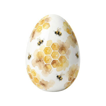 Honeycomb and Bees Watercolor Easter Egg