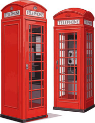 Isolated a realistic kinds of deferent English telephone booth vector art with white background,