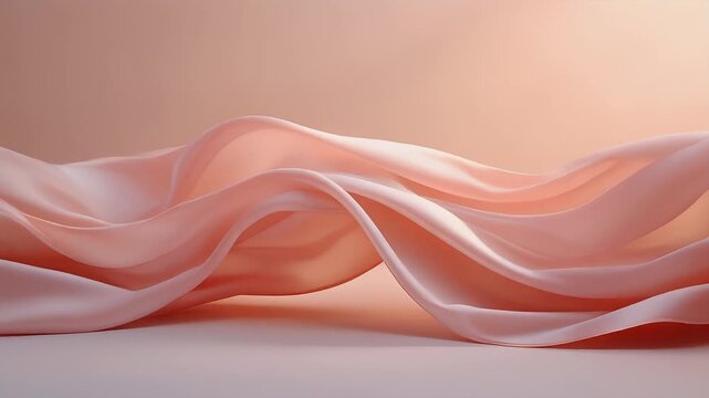 Graceful waves of delicate blush pink fabric create a luxurious and serene abstract background, embodying softness, ethereal beauty, and subtle movement for elegant aesthetics