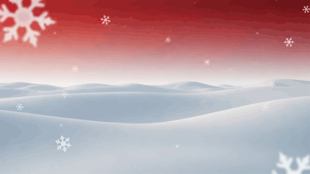 Snowflake Illustration on Red Gradient Background.