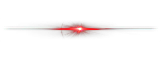 Red lens flare PNG,  glowing horizontal neon light streak with bright starburst optical effects for cinematic action and sci-fi overlay © 8 Bit Studio