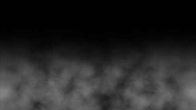 Seamless loop of realistic white fog or smoke rising against a black background. Atmospheric mystical mist transition, perfect for cinematic backgrounds, spooky effects, and mysterious video overlays.