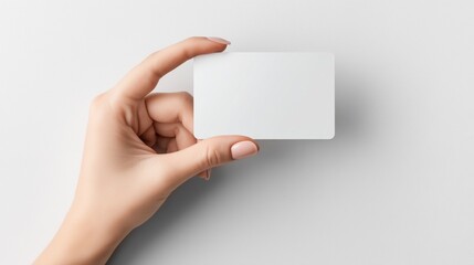 Hand Holding Blank Card Mockup on Light Background