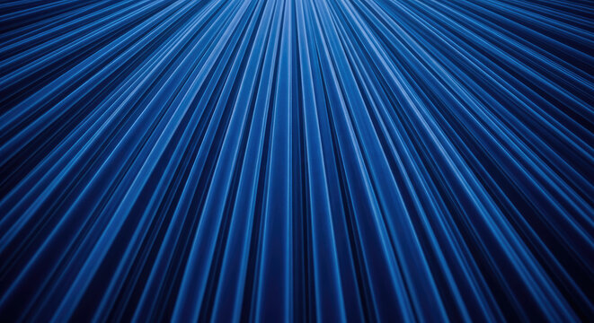 A vibrant blue abstract background with dynamic lines radiating from the center