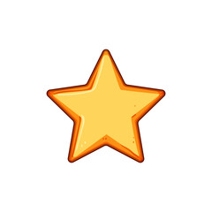 Fototapeta premium Yellow doodle style star icon on white background, bright and playful, symbolizing favorite, quality, achievement, reward or top rating for ui, game item, review or product