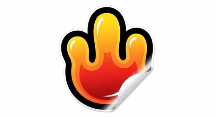 Fototapeta premium Abstract fire shape sticker with peeling corner