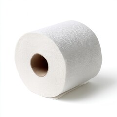 Fototapeta premium White toilet paper roll on white background, bathroom tissue close-up, hygiene and household cleaning essential product
