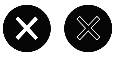 Obraz premium Black vector X icons in circle, flat design symbols, vector illustration