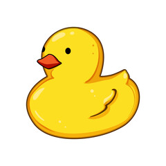 Yellow rubber duck creating a cute illustration symbolizing childhood, bath time, and simple joy, representing a playful toy for babies and kids enjoying relaxation and innocence