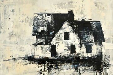 Fototapeta premium A urban house painting art architecture.