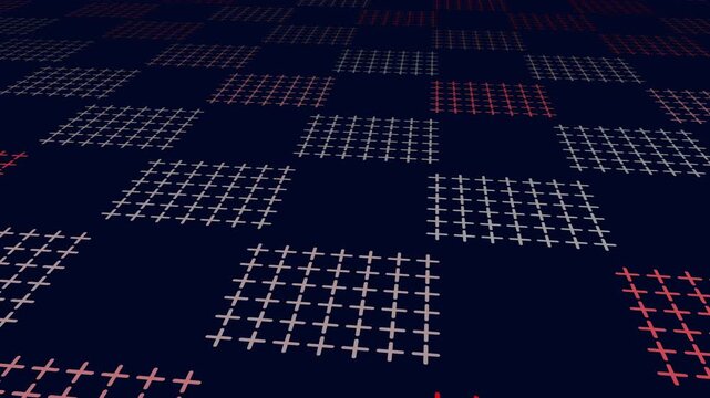 Abstract glowing grid pattern on dark surface, futuristic technology background