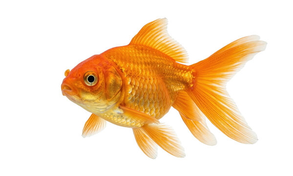 A vibrant orange goldfish swimming gracefully isolated on transparent background