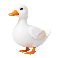 Charming White Duck Figurine with Bright Orange Beak for Home Decor Isolated on transparent background