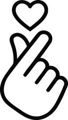 Obraz premium Minimalist hand finger heart gesture icon isolated on transparent background representing love affection and appreciation