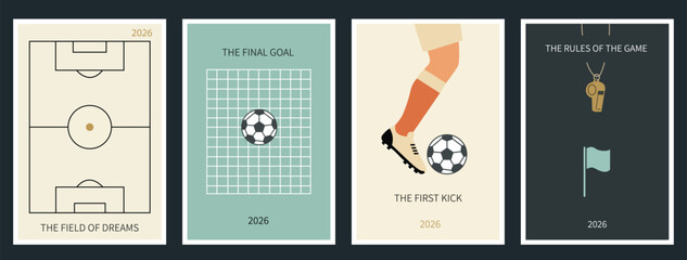 Minimal Football Tournament Poster Set 2026 Sports Event Vector Templates © qawi