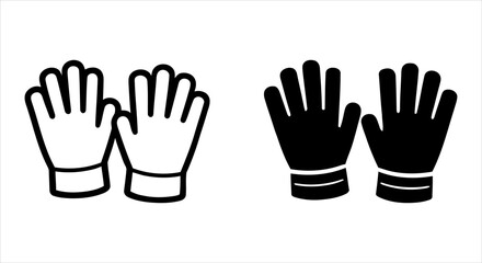 Obraz premium Black and white icons of winter gloves or work gloves