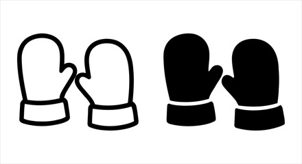 Simple graphic design of two cozy winter mittens, perfect for cold weather themes and apparel © Sunnn