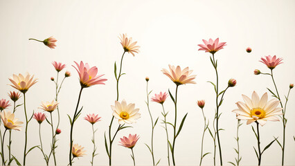 Delicate Pink and White Daisies in Serene Bloom