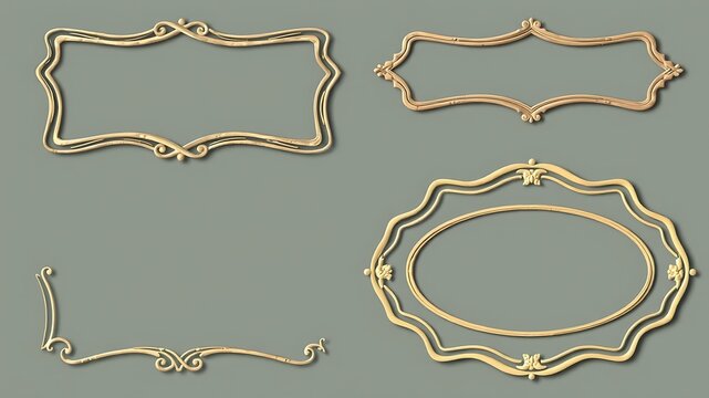 Gold ornate frames on green background.
