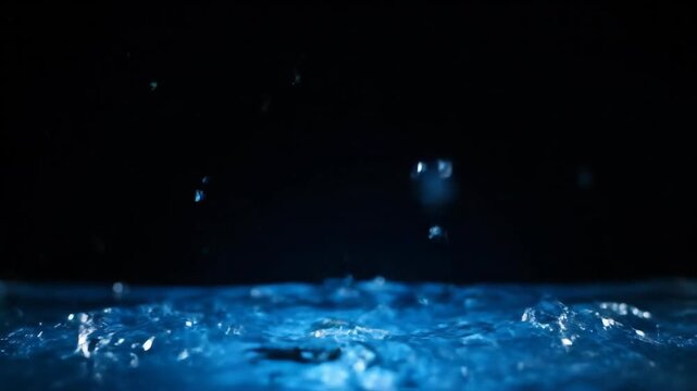 Water drop impact forming crown shape with reflection on surface