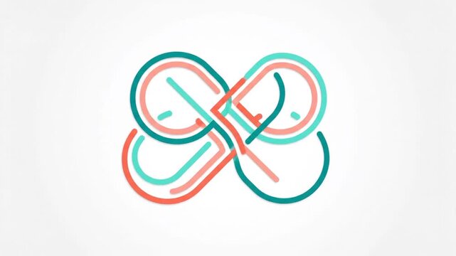 Abstract infinite loop symbol composed of intertwined lines in a soft copper gradient with light streaks, conveying connection and flow in a warm, muted abstract design