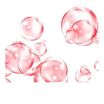 Abstract red bubbles on black background aesthetic wallpaper design for medical science or biological cell illustration