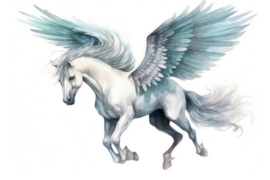 Hourse with white wing animal sketch representation.