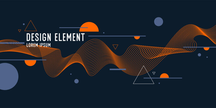 Background with simple geometric elements. A template for placing text. Big date, processing of digital information flow. A banner for a business presentation.