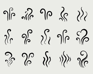 Obraz premium Set of hand drawn vector steam or smoke shapes