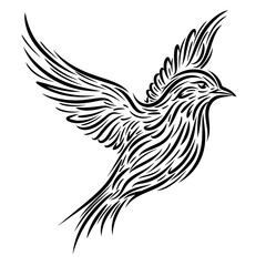 Obraz premium Black and white flying bird illustration