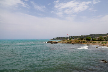 Coastal landscape in Antibes, France. Travel, vacations, holidays in the French Riviera