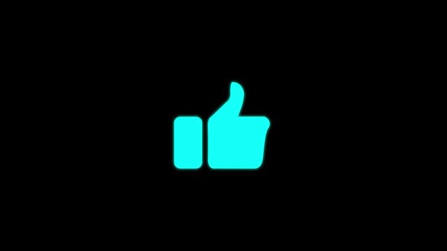 Hand thumb up icon like icon animation. Social media thumbs up icon like button animation on black background. approval, rating, feedback and positive reaction.