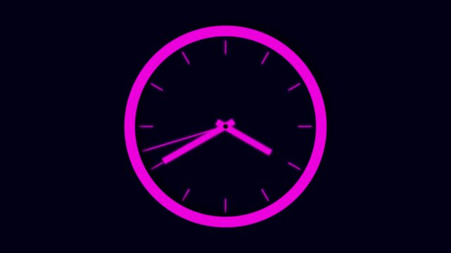 Analog wall clock spinning animation on blue background. Wall clock show running time. Wall clock time working office hours animated. Vintage Clock Animation Loop.