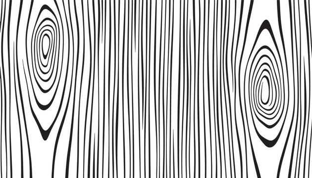 Wood grain pattern with distinct swirls and vertical lines for a natural texture background in black and white.