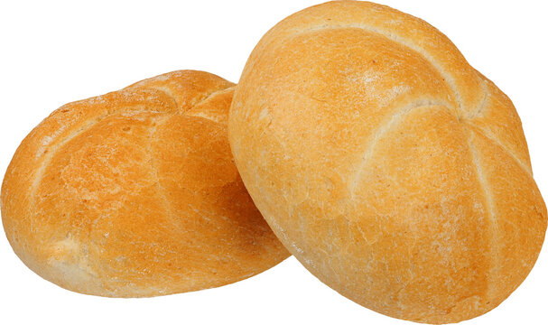 Two bread rolls isolated on white background