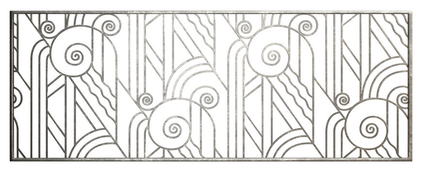 Metallic framework, art deco style. Pattern of 1920-s modern. 3D render, png. 