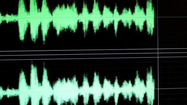 Sound wave. Dynamic vibration wallpaper. Abstract sound wave element on blue background. Music visualization, futuristic graphic element as digital equalizer. Frequency pulse modulation video footage