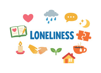 Fototapeta premium Mental health awareness concept addressing loneliness and emotional isolation while encouraging compassion, connection and supportive communication that helps people feel understood and less