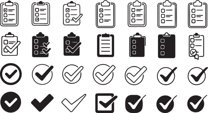 checklist clipboard and checkbox icon pack for ui design