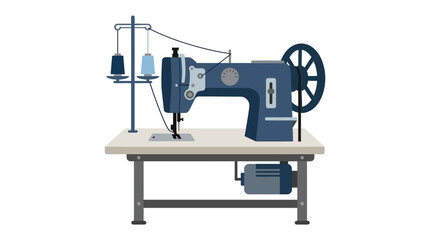 Fototapeta premium Minimal flat vector icon of industrial sewing machine for home tailoring business