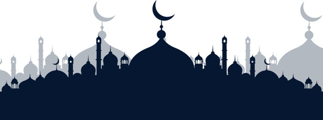 Moon silhouette over abstract city landscape vector illustration © sakibforever